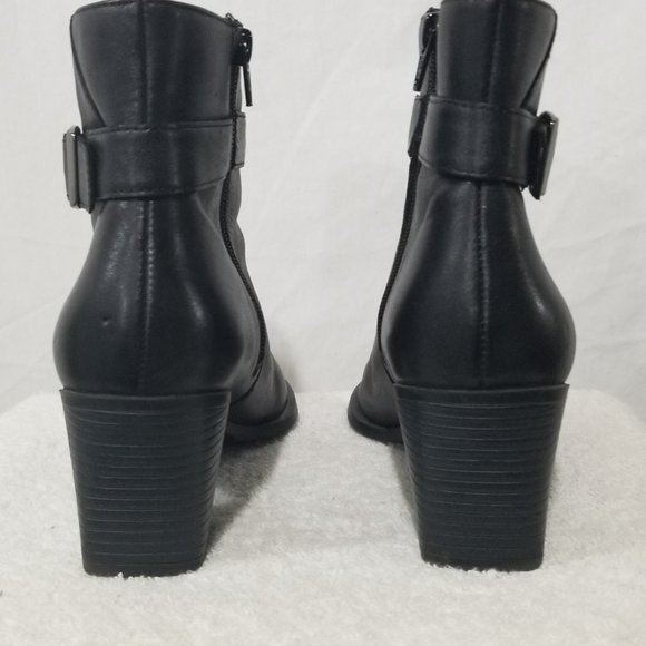 Predictions black leather heal angle boots - Picture 5 of 9